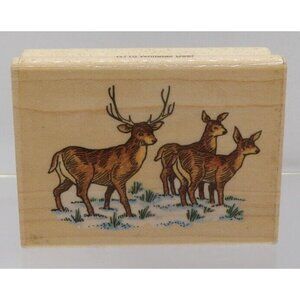 Whitetail Deer Stamp- Stampendous ©1996 VTG Buck & 2 Doe Wildlife